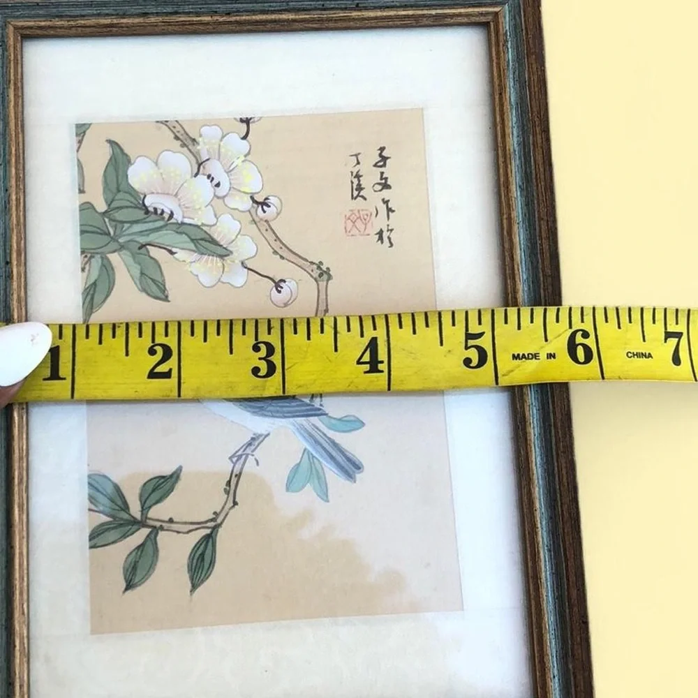 VTG Chinese Silk Watercolor Painting Asian Antique Bird Flowers Art Frame Signed